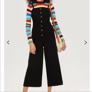 Topshop Moto Denim Horn Button Black Jumpsuit NWT